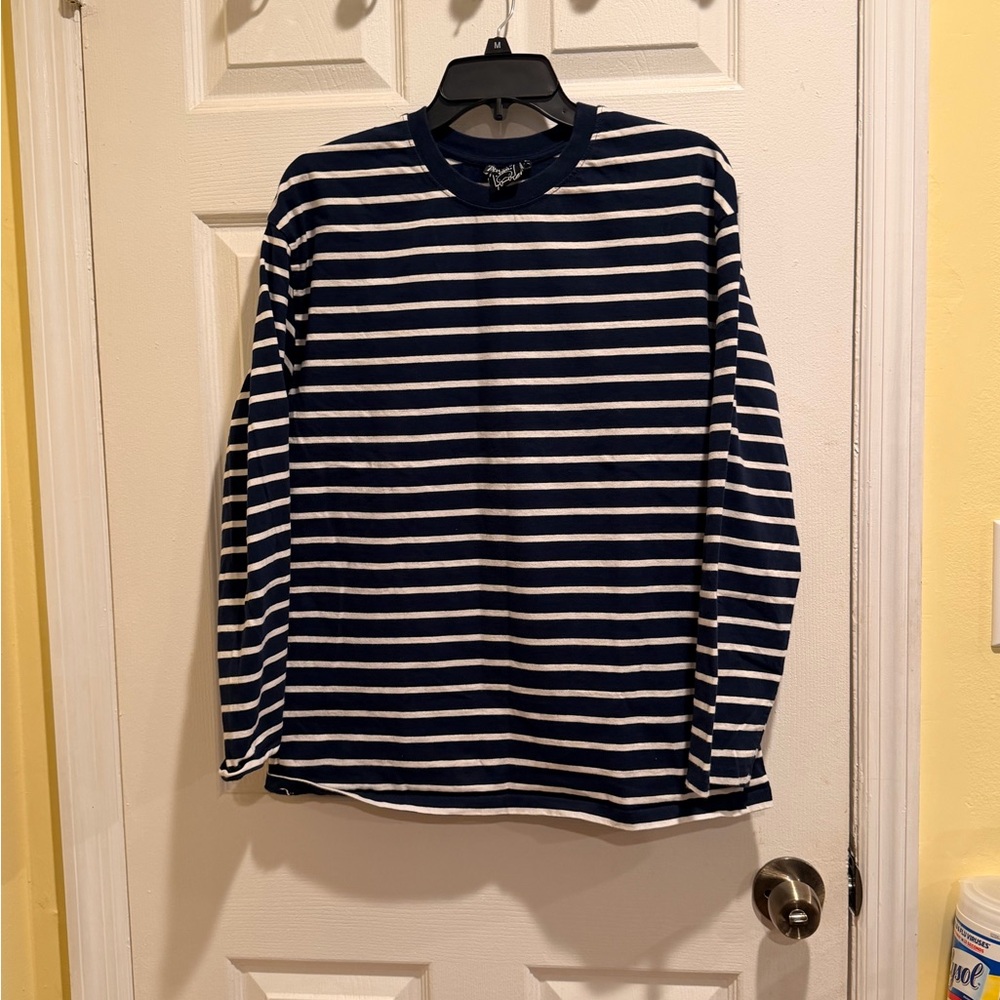 Zara Dark Blue and White Striped Top